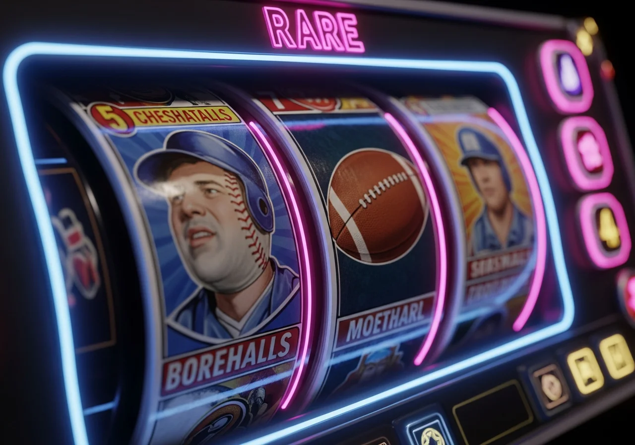 Vintage sport trading cards on social slot reels